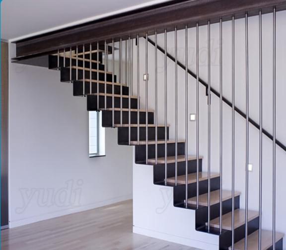 不锈钢实木踏板直楼梯，YD-GMZ506